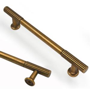 Asidrama 10 Pack Antique Brass Cabinet Hardware - 5 Inch(128mm) Kitchen Cabinet Handles for Cupboard Drawer Pulls (5" Hole Center)