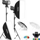 Godox SK400IIV 400W Professional Studio Strobe Flash 2Pack Kit 5700200K with Standard Reflector,BD-04,Softbox,Umbrella,Light Stand,for Photography 2.4G Wireless X System Bowens Mount