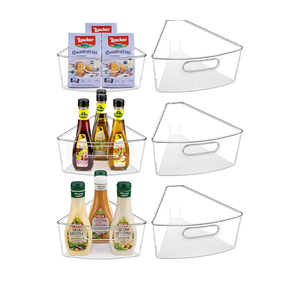 Lazy Susan Cabinet Organizer Bins for 26"/ 28"/ 32" Diameter Corner Organizer, Plastic Cabinet Storage Bin, 1/8 Wedge - Food Safe, BPA Free, with Non-Slip Pads (for 26" Diameter, 6 Pack