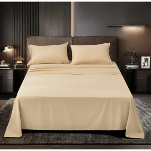 Superior Series Rayon Made from Bamboo Sheet Set - Wrinkle Free -Softer than Cotton- Deep Pockets - 4 Piece - 1 Fitted Sheet, 1 Flat, 2 Pillowcases Queen, Beige