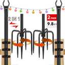 FEED GARDEN String Light Pole for Deck - 2 Pack 9.8FT for Outside Hanging Steel String Poles for Outdoor Decoration Garden, Backyard, Patio Lighting Stand for Parties, Christmas, Wedding