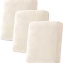 H.VERSAILTEX Velvet Stretch Couch Cushion Cover Plush Cushion Slipcover for Chair Loveseat Sofa Cushion Furniture Protector Seat Cushion Sofa Cover (3 Piece Sofa Cushion Covers, Cream)