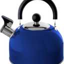 Lily's Home 2 Quart Stainless Steel Whistling Tea Kettle, the Perfect Stovetop Tea and Water Boilers for Your Home, Dorm, Condo or Apartment. (Blue)