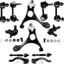 12PCS ASTOU Front Rear Suspension Kit fit for 2006-2011 for Honda Civic Lower Control Arm Lower Ball Joints Sway Bar End Link Outer Inner Tie Rod End Link