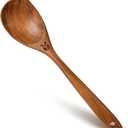 Wooden Spoons for Cooking, Natural Premium Teak Wood Corner Spoon, Good Grip Large Wooden Spoons and Wooden Spatula, Heat Resistant Wooden Cooking Utensils for Nonstick Cookware Cooking Gifts