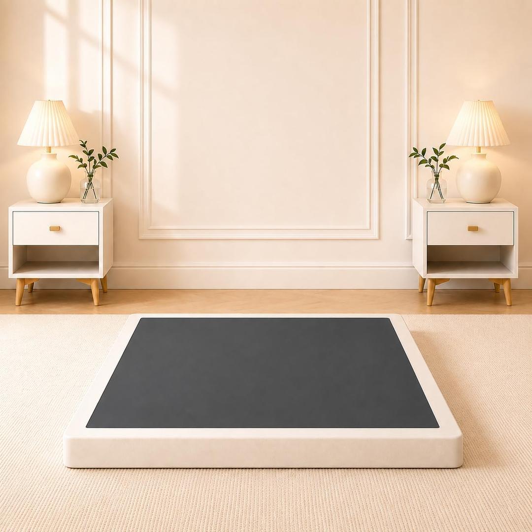 3 Inch Low Profile Queen Box Spring Metal Bed Base with Clean Cover