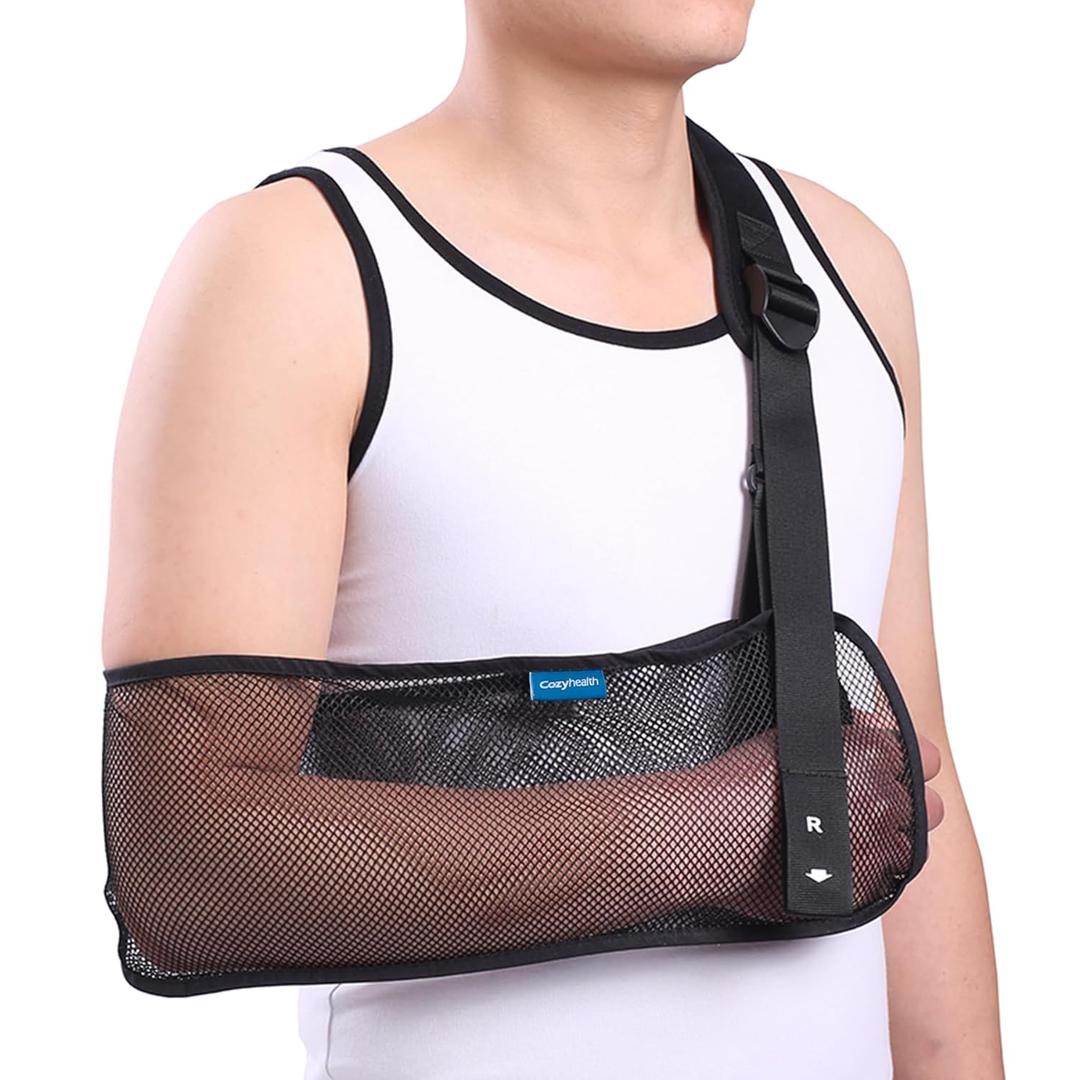 Mesh Arm Shoulder Sling Medical Shoulder Immobilizer for Shoulder Injury Torn Rotator Cuff, Breathable Arm Brace for Shower, Right Left Arm Stabilizes Elbow Arm Wrist Injury for Men Women (Black)