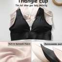 Knowyou Women's Seamless Plunge Bra Deep V-Neck Wireless Comfort Bra Unlined Triangle Sporty Bras Ultra Light Soft Stretch Bralettes for Ladies Black, L