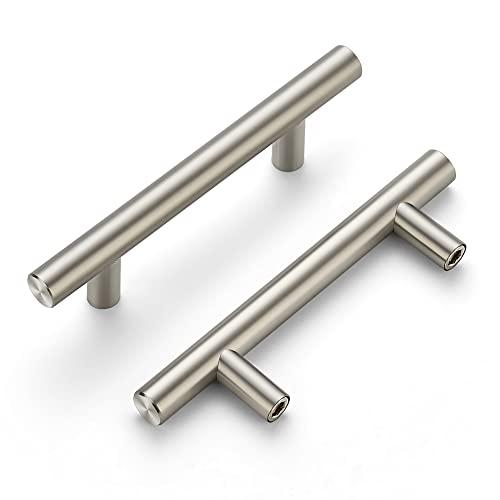 Ravinte 5 Pack | 5'' Cabinet Pulls Satin Nickel Stainless Steel Kitchen Drawer Pulls Cupboard Pulls Brushed Nickel Cabinet Handles 5”Length with 3” Hole Center + Two wall Light Switches
