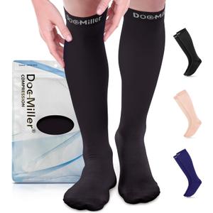 Doc Miller Compression Socks for Women and Men - 15-20mmHg - Graduated Compression Socks for Improved Circulation, Varicose Veins and Shin Splints (3X-Large, Black)