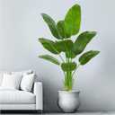 Birds of Paradise Plant Artificial, 5FT Fake Plants Faux Banana Leaf Tree with 10 Banana Leaves, Lifelike Tall Fake Tropical Palm Indoor Silk Floor Plant in Black Pot for House,Office,Room,Home Decor