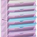 Marbrasse Wall File Holder 11-Tier Hanging Wall File Organizer, for Papers, Files Clipboard & Magazine Organizer, Wall Mount File Holder Great for Office Home (Purple)