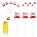 Cherry Birthday Party Cocktail Drink Stirrers, 20 pcs Cherry Drink Stirrers for Bachelorette Party Decoration, Boots and Bows Themed Swizzle Drink Sticks for Disco Cowboy Party Supplies (Cherry)