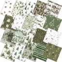 HunnmingRe 20 Pcs 10''x10'' Watercolor Forest Quilting Fabric Square Woodland Precuts Quilted Fabric Bundle Reindeer Tree Printed Sewing Material for Christmas Holiday Patchwork DIY Craft Supplies