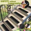 Outdoor Stair Treads Non Slip with Glow in Dark Stripe, 5.9" x 23.6" Anti Slip Tape for Wooden Steps, Non Skid Grip Tape Stripes for Stairs, Steps (12, 5.9" x 23.6" Black with Glow-in-The-Dark)