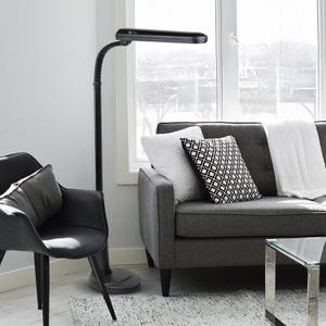 OttLite Standing Floor Lamp with Weighted Base & Adjustable Neck - 24w Energy Efficient Light Bulb for Bright Natural Daylight - Modern Home Decor, for Living Room, Reading, Bedroom, Dorm & Office