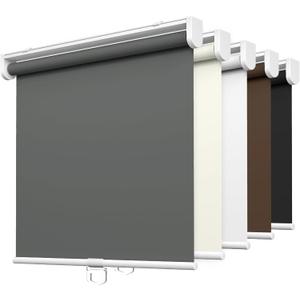 LazBlinds No Tools No Drill Cordless Roller Shades, 100% Blackout Roller Blinds for Windows, Thermal Insulated UV Protection Waterproof Roll Up Window Blinds and Shades, 25'' W x 72'' H, Grey
