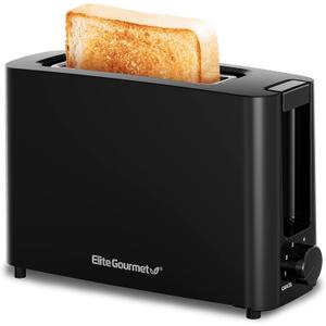 Elite Gourmet ECT118B Cool Touch Single Slice Toaster, 6 Toasting Levels & Wide Slot for Bagels, Waffles, Specialty Breads, Pastry, Snacks, Black