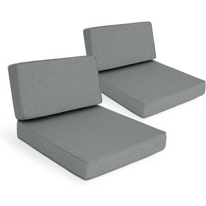 Outdoor Furniture Cushions 25.6x25.6 Inch, Deep Seat Patio Couch Cushions Replacement for Sectional Conversation Set Sofa Loveseat, Water Resistant, Removable Cover, Set of 2, Dark Grey, 25.6"x25.6"-13.5" Low Back-2 Pack