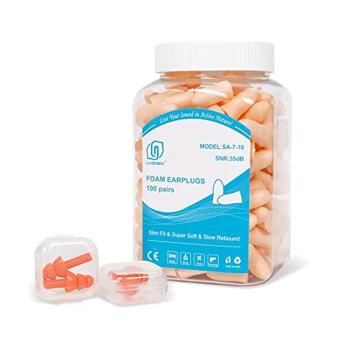 LYSIAN Foam Ear Plugs for Sleeping Small Ear Canals Women, Kids-35dB SNR Noise Cancelling Sleep Earplugs for Snoring, Work, Shooting, Studying, Light Beige Color-100 Pairs