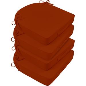 Basic Beyond Outdoor Cushions for Patio Furniture: Waterproof & UV Resistant Outdoor Chair Cushions Set of 4-19 x 19 x 3 Inch Thick Patio Chair Cushions with Adjustable Ties & Handle, Brick Red (19x19x3(Round Corner))