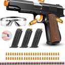 Toy Gun, Shell Ejecting Toy Gun with Soft Bullets, Educational Model Toy Pistol Shooting Game, Gifts for Kids Boys Girls (Brown)