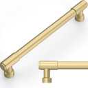 Amerdeco 10 Pack Brushed Gold Cabinet Pulls 6.3 Inch(160mm) Hole Center Drawer Pulls Cabinet Hardware Kitchen Cabinet Handles for Bathroom ZH0075