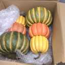 Hoteam 2 Pcs 14" Artificial 3 Tier Stacked Pumpkin Tower Autumn Fall Decor