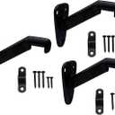 QCAA Heavy Duty Handrail Bracket, 3", Stair Railing Bracket for Home and Office, Zinc Die Cast, Matte Black, 12 Pack, Made in Taiwan