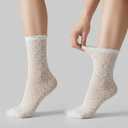 Cityelf 7 Pack Women's Black Ruffle Socks Mesh Lace Cotton Casual Crew Ultra Thin Frilly Ankle Socks