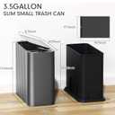 Bathroom Trash Can with Lid 13 Liter/ 3.5 Gallon Dark Gray Trash Can with Pop-Up Lid Bedroom Trash Can Small Garbage Can with 150 Counts Trash Bags for Small Bathroom Bedroom Office