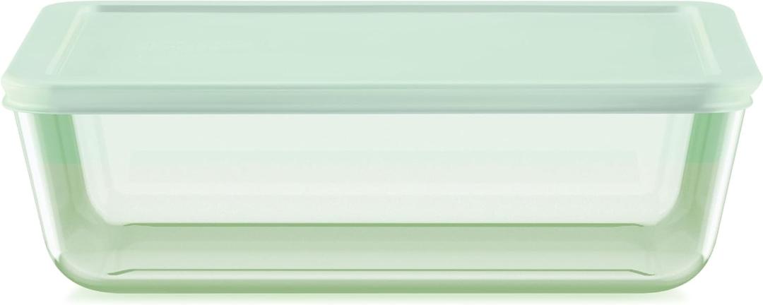 Pyrex Colors Tinted (11 Cup) Large Rectangular Food Storage Container, Snug Fit Non-Toxic Plastic BPA-Free Lids, Freezer Dishwasher Microwave Safe (Green)