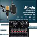 Podcast Equipment Bundle, BM-800 Recording Studio Package with Voice Changer, Live Sound Card - Audio Interface for Laptop Computer Vlog Living Broadcast Live Streaming YouTube TikTok (AM100-V8)