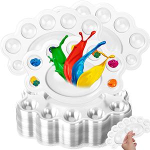 AmazingSpark 50 Pcs Paint Tray Palettes 6.3 x 4.1 in Clear Disposable Paw Shaped Plastic Paint Palette Watercolor Craft Supplies for Art Class, DIY Craft, Halloween Painting Party, Birthday Party