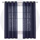 Deconovo Faux Linen Grommet Linen Look Panels Solid Window Curtains for Bedroom Semi Sheer Curtains Navy Blue 52x63 Inch 2 Panels