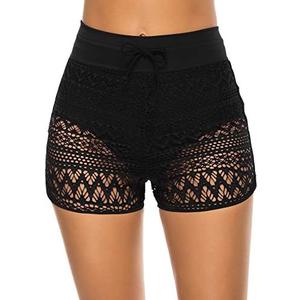 Lecieldusoir Women's Swim Shorts High Waisted Bathing Suit Lace Bottoms Swimsuit Bottoms Swimwear Bikini Board Shorts.  M-L
