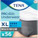 Tena ProSkin Incontinence/Bladder Control Underwear for Men, Maximum Absorbency, Extra Large, 56 ct 4 packs