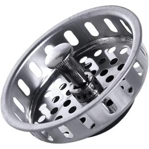 Stainless Steel Kitchen Sink Basket Strainer Replacement for US Standard Drains (3-1/2 Inch), Stainless Steel Body W/Large Neoprene Seal 1 Pack