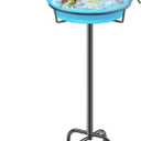 35.5In Freestanding Birdbaths Bowl Outdoor, Free Standing Garden Bird Bath Bird Feeder Bowl with Metal Stake, Detachable Decoration Spa Birdfeeder for Garden Patio Yard Lawn, 4 Spiky Feet (Blue)