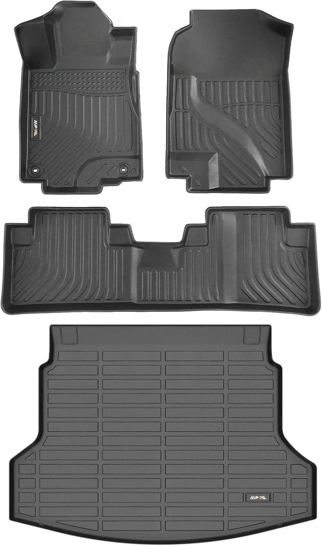 AIPOIL Floor Mats & Cargo Liner Set for 2012-2016 Honda CRV (Fit for LX & SE & EX & No subwoofer)(Not fit CRV Touring) All Weather Protection TPE Car Full Set Custom CR-V Car Mats Accessories - Black