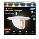 Feit Electric 5-6 inch LED Directional Recessed Downlight, 9.4W (75W Equivalent), 2700K–5000K Selectable Colors, Dimmable, 850 Lumen, 50,000-Hour Lifetime, LEDR56SCP/6WYCA