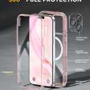 Miracase for iPhone 16 Pro Case Full-Body Phone with Built-in Glass Screen Protector, [Compatible with MagSafe] Military Drop Proof 16 Pro Cover Bumper 6.3 inch, Clear Pink