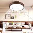20" Bladeless Ceiling Fan with Light and Remote, LED Low Profile Flush Mount Ceiling Fan with 6 Speed Dimmable, 3000-6000K, Enclosed Modern Ceiling Fans for Bedroom Living Room