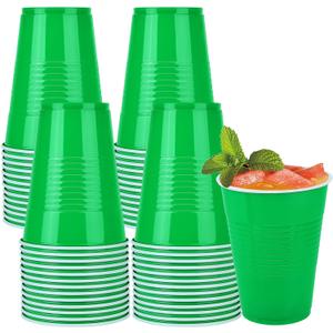 Kochorie 50 Pack 16 Ounce Disposable Plastic Cups Green Plastic Party Cups Heavy Duty Drinking Cup Bulk for Party Christmas Graduation Wedding Birthday Halloween Festival Supplies