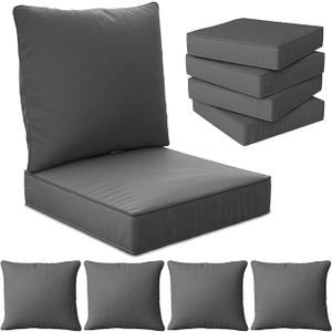 24" x 24" x 6" Outdoor Deep Seat Cushions Set - 4 Set Waterproof & Fade Resistant Patio Furniture Replacement Cushions, Non-Slip Outdoor Cushions Fit Loveseats, Couches, Chairs, and Sofas.