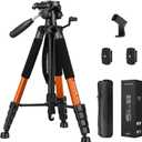 JOILCAN Tripod Camera Tripods, 74" Tripod for Camera Cell Phone Video Photography, Heavy Duty Tall Cameras Tripod Stand, Professional Travel DSLR Tripods Compatible with Canon iPhone, Max Load 15 LB (Orange)