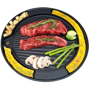 UPIT Korean BBQ Egg Grill Pan, Even Heating and Easy to Clean, Perfect for Pork Belly (13.5" Round Multi Pan)