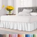 Wrap Around Dust Ruffle Bed Skirt  White  for Queen Size Beds with 12 Inch Drop  Easy Fit Elastic Strap  Adjustable Pleated Bedskirt w/Brushed Fabric  Wrinkle Free  for Women, Men, Kids & Teens