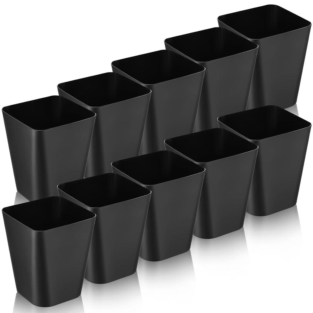 Amyhill 10 Pcs Small Garbage Can 2 Gallon Plastic Garbage Can Small Waste Basket for Bathroom Office Kitchen Living Room Bedroom Home Under Desk (Black)