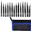 16 Pcs Sharp Precision Tweezers Set,Including 16 Types Of Anti-Static Stainless Steel Esd Medical Tweezers for Craft,Jewelry,Electronics Soldering,Laboratory Work,And Used for Beauty Etc